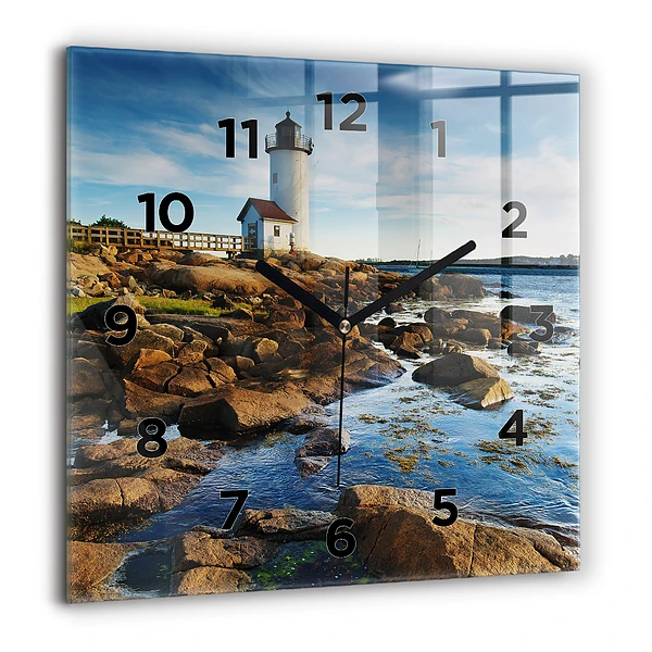 Wanduhr quadratisch mit motiv Annisquam-Leuchtturm