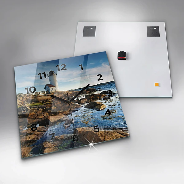 Wanduhr quadratisch mit motiv Annisquam-Leuchtturm