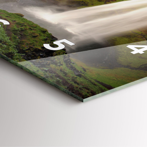 Wanduhr quadratisch mit motiv Wasserfall in Island