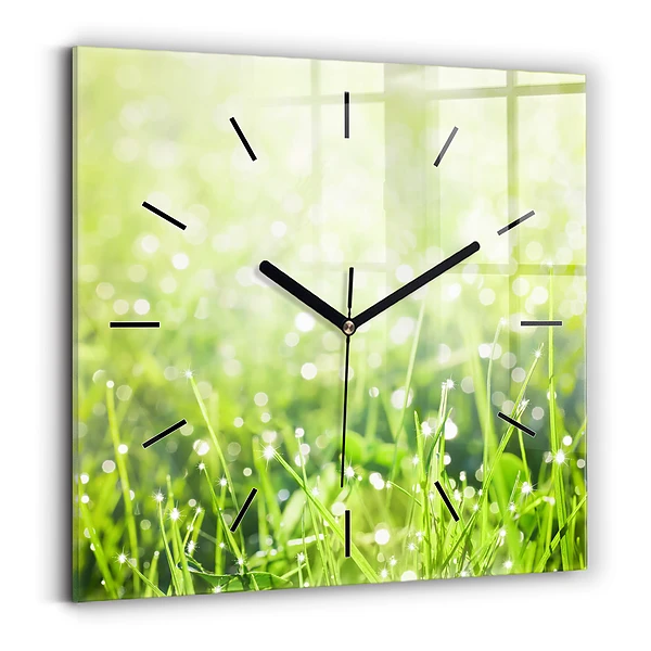 Wanduhr quadratisch Grünes Gras