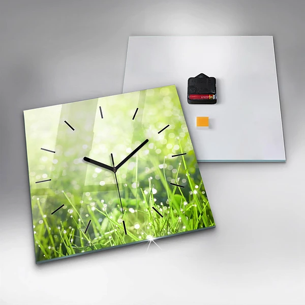 Wanduhr quadratisch Grünes Gras