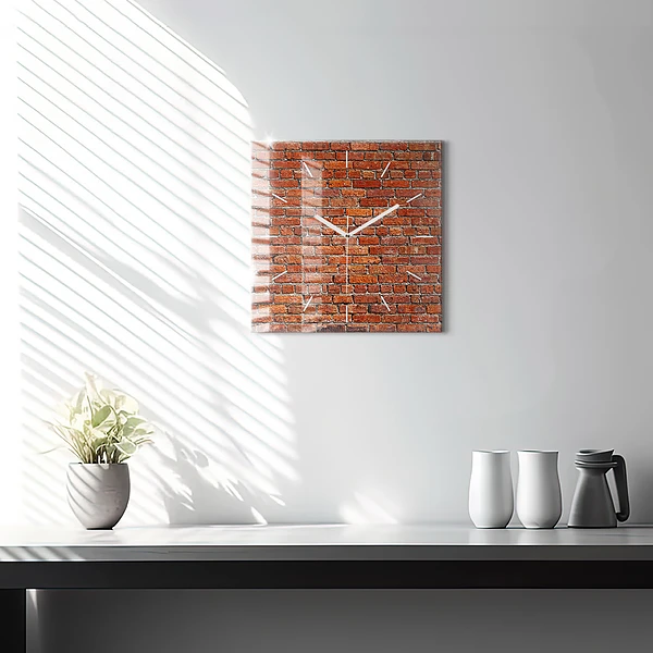 Wanduhr quadratisch mit motiv Alte Backsteinmauer