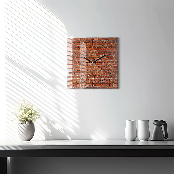 Wanduhr quadratisch mit motiv Alte Backsteinmauer