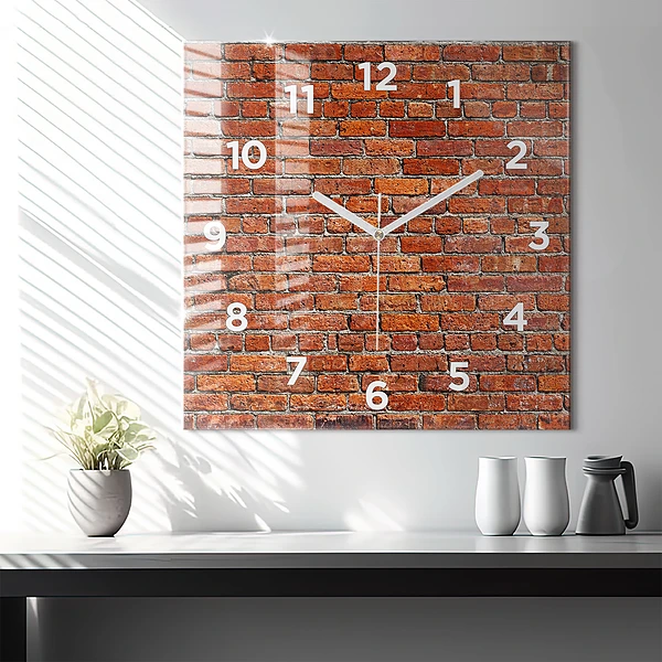 Wanduhr quadratisch mit motiv Alte Backsteinmauer