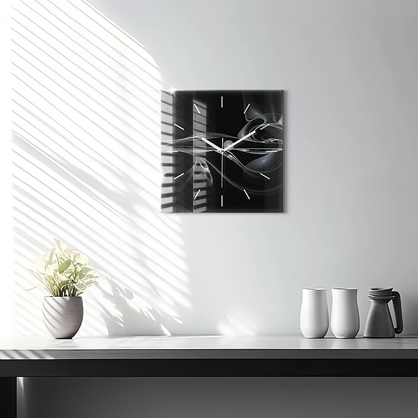 Wanduhr quadratisch mit motiv Abstrakter Rauch