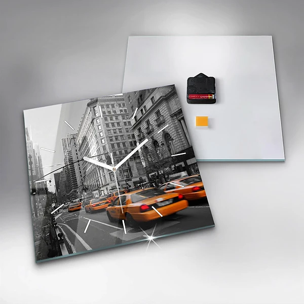 Wanduhr modern quadratisch Manhattan und Taxis