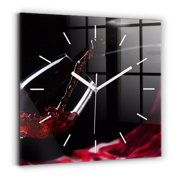 Wanduhr modern quadratisch Rotwein