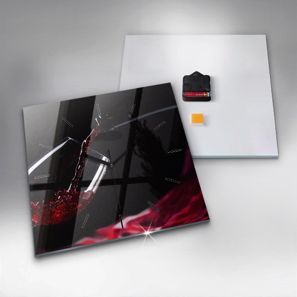 Wanduhr modern quadratisch Rotwein