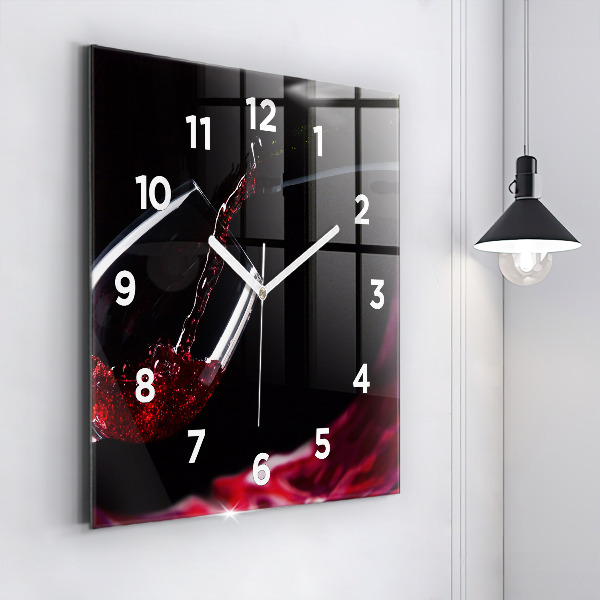 Wanduhr modern quadratisch Rotwein