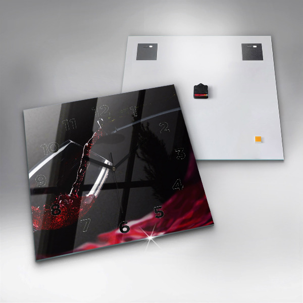 Wanduhr modern quadratisch Rotwein