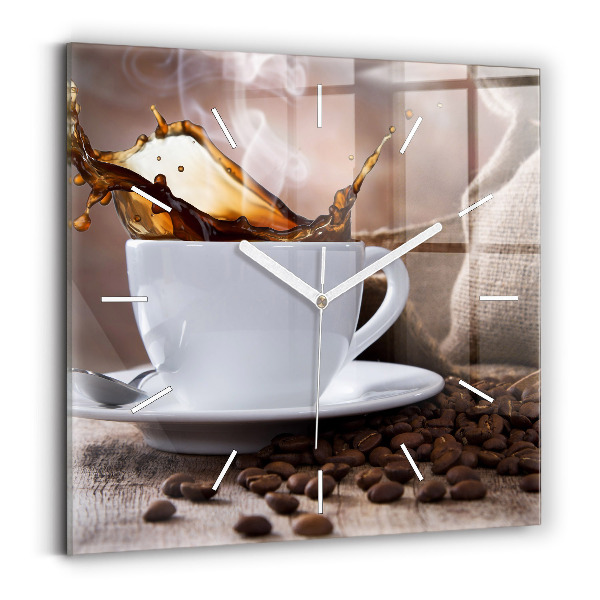 Wanduhr quadratisch Eine Tasse Kaffee