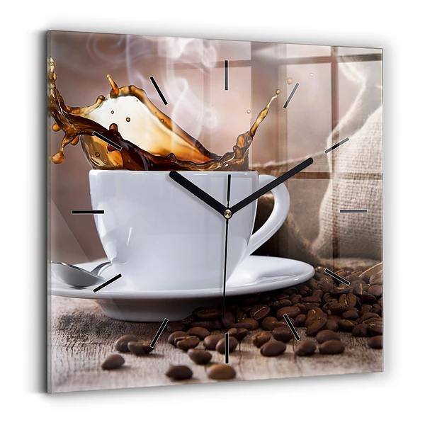 Wanduhr quadratisch Eine Tasse Kaffee