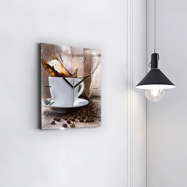 Wanduhr quadratisch Eine Tasse Kaffee