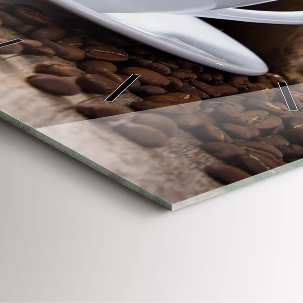 Wanduhr quadratisch Eine Tasse Kaffee