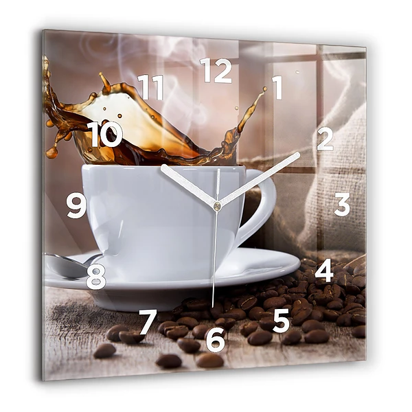 Wanduhr quadratisch Eine Tasse Kaffee