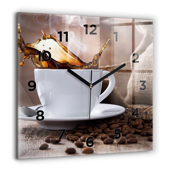Wanduhr quadratisch Eine Tasse Kaffee