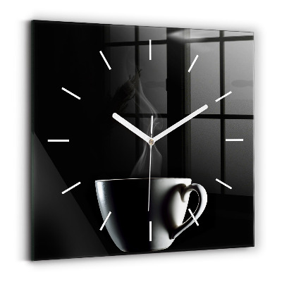 Wanduhr quadratisch mit motiv Tasse Kaffee