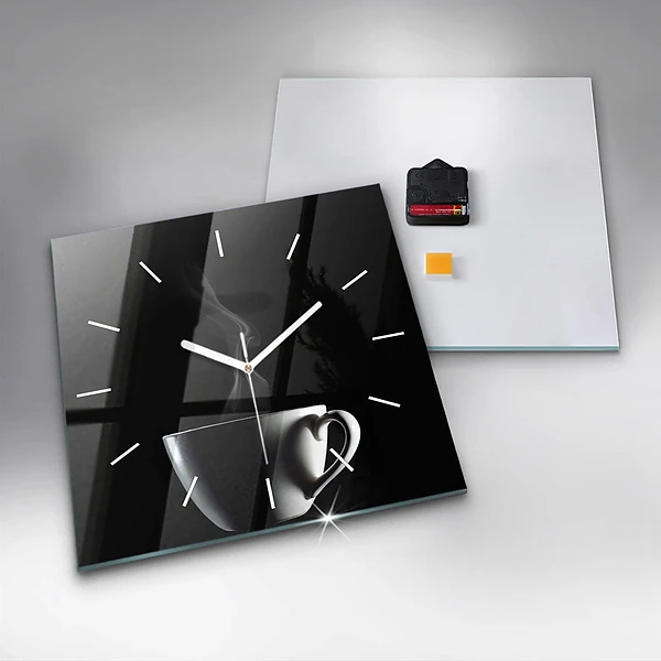 Wanduhr quadratisch mit motiv Tasse Kaffee
