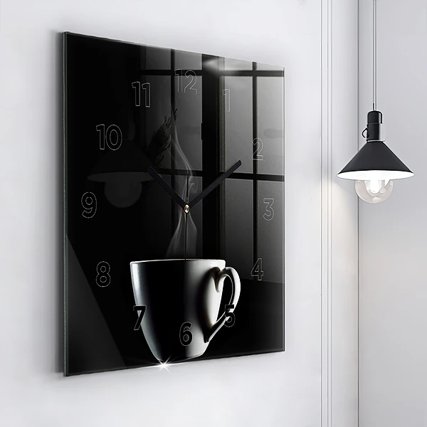 Wanduhr quadratisch mit motiv Tasse Kaffee