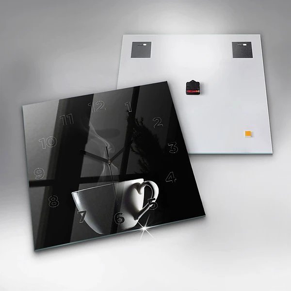 Wanduhr quadratisch mit motiv Tasse Kaffee