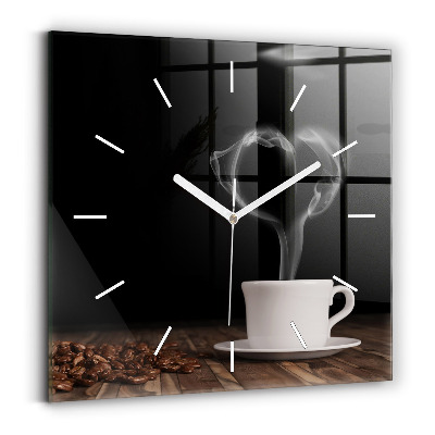Wanduhr quadratisch Tasse heißer Kaffee