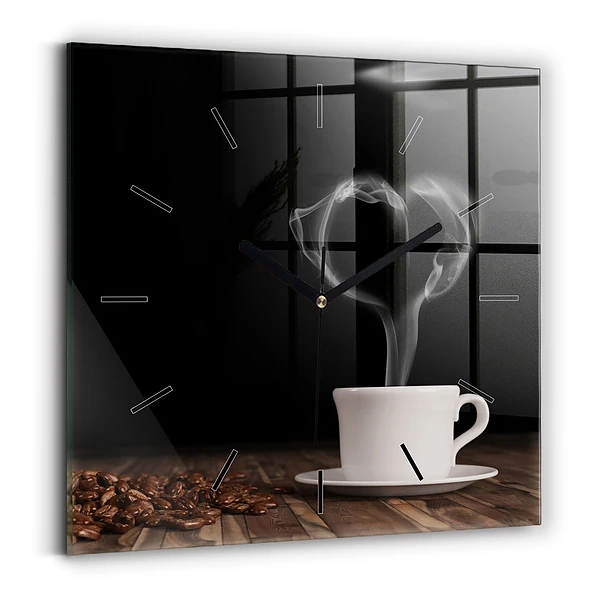 Wanduhr quadratisch Tasse heißer Kaffee