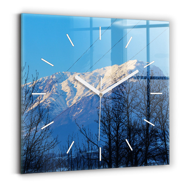 Wanduhr quadratisch Aussicht auf die Berge