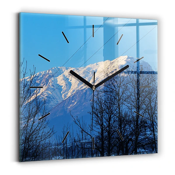 Wanduhr quadratisch Aussicht auf die Berge