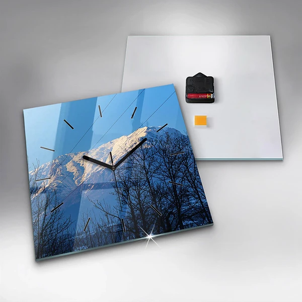 Wanduhr quadratisch Aussicht auf die Berge