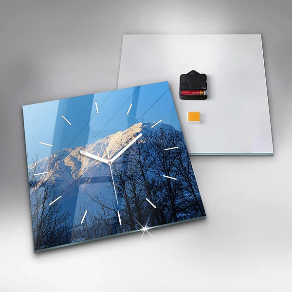 Wanduhr quadratisch Aussicht auf die Berge