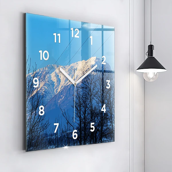 Wanduhr quadratisch Aussicht auf die Berge