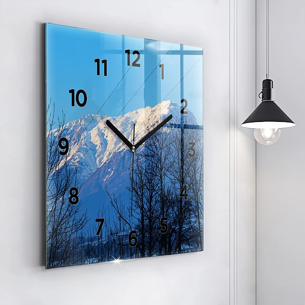 Wanduhr quadratisch Aussicht auf die Berge