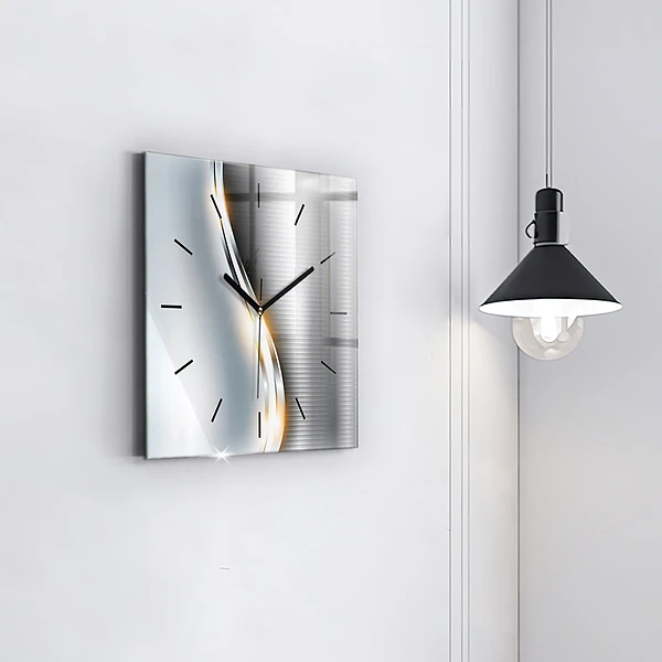 Wanduhr modern quadratisch Metall-Abstraktion