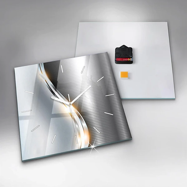 Wanduhr modern quadratisch Metall-Abstraktion
