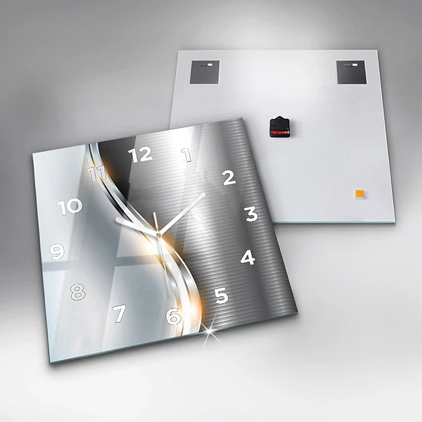 Wanduhr modern quadratisch Metall-Abstraktion