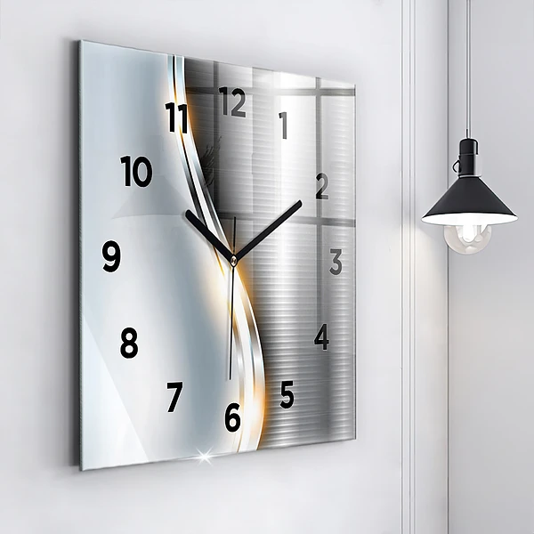 Wanduhr modern quadratisch Metall-Abstraktion