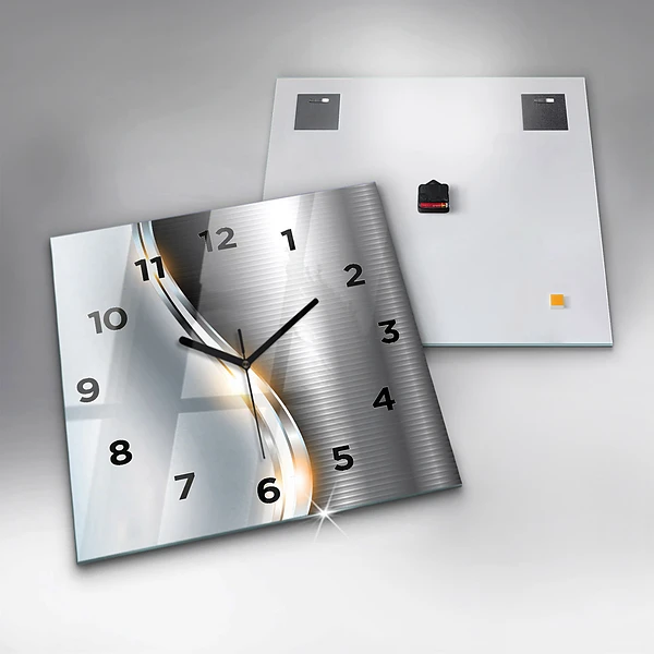 Wanduhr modern quadratisch Metall-Abstraktion