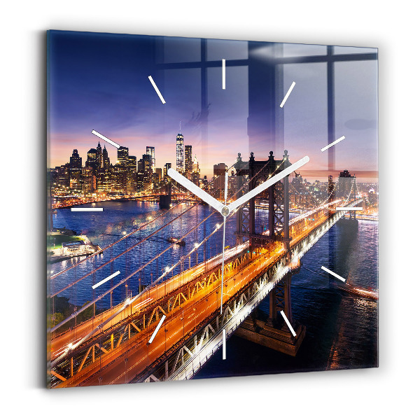 Wanduhr modern quadratisch New York und der Sonnenuntergang