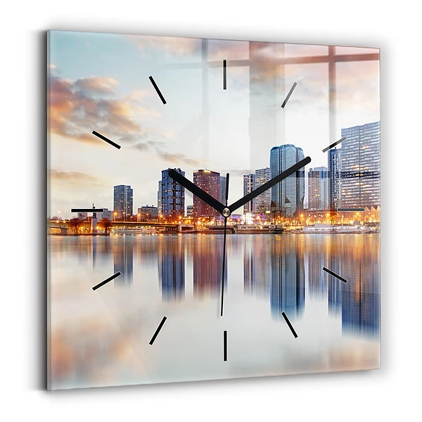 Wanduhr modern quadratisch Panorama mit dem Eiffelturm