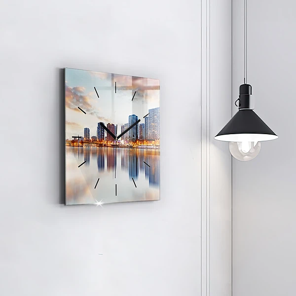 Wanduhr modern quadratisch Panorama mit dem Eiffelturm