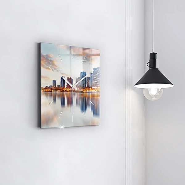 Wanduhr modern quadratisch Panorama mit dem Eiffelturm