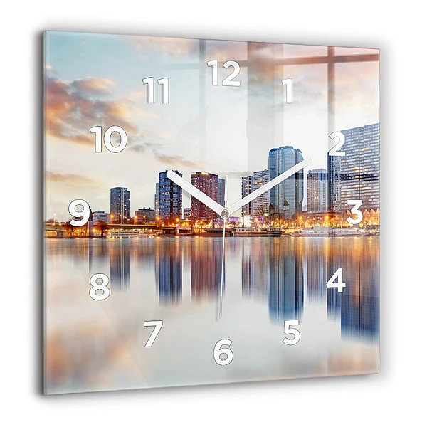 Wanduhr modern quadratisch Panorama mit dem Eiffelturm