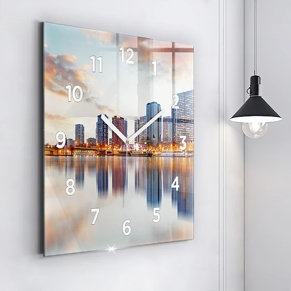 Wanduhr modern quadratisch Panorama mit dem Eiffelturm