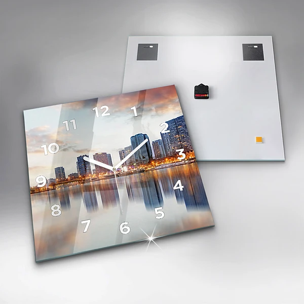 Wanduhr modern quadratisch Panorama mit dem Eiffelturm