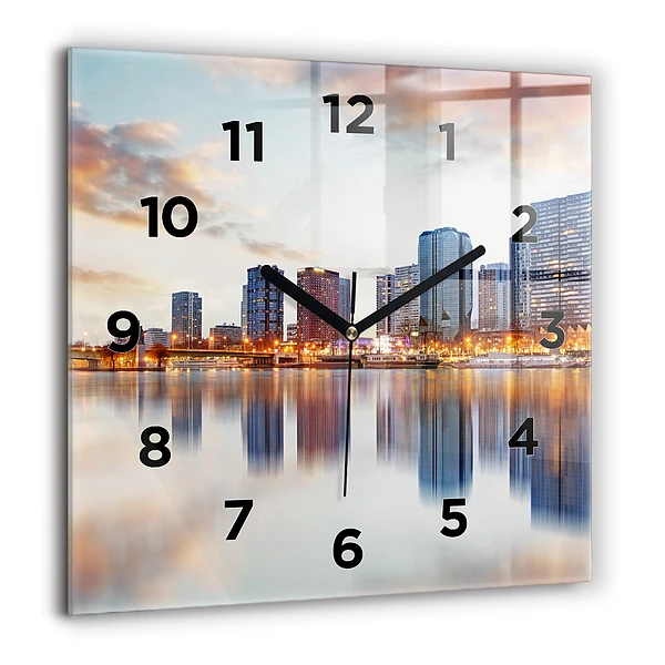 Wanduhr modern quadratisch Panorama mit dem Eiffelturm