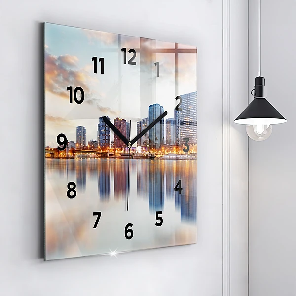 Wanduhr modern quadratisch Panorama mit dem Eiffelturm