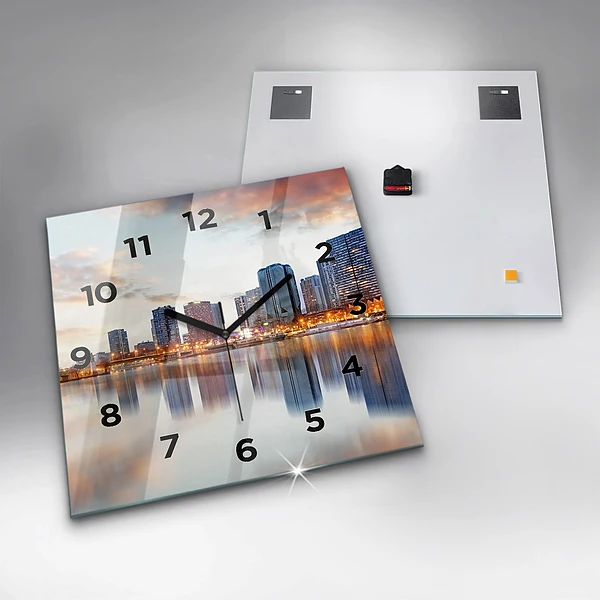Wanduhr modern quadratisch Panorama mit dem Eiffelturm
