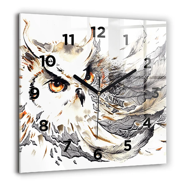 Wanduhr quadratisch Eule Symbol der Weisheit