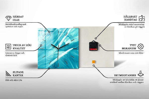 Wanduhr quadratisch mit motiv Abstrakte Wellen