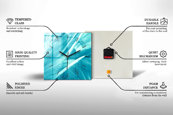 Wanduhr quadratisch mit motiv Abstrakte Wellen